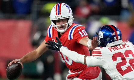 Drake Maye lanza 2 touchdowns y los Patriots se convierten en el primer equipo en conseguir 11 victorias, derrotando a los Giants 33-15