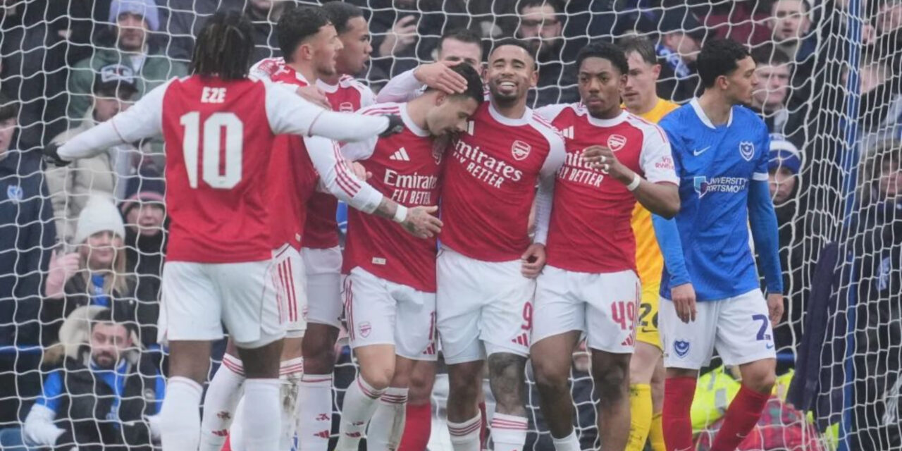 Arsenal golea 4-1 a Portsmouth en la Copa FA con triplete de Gabriel Martinelli