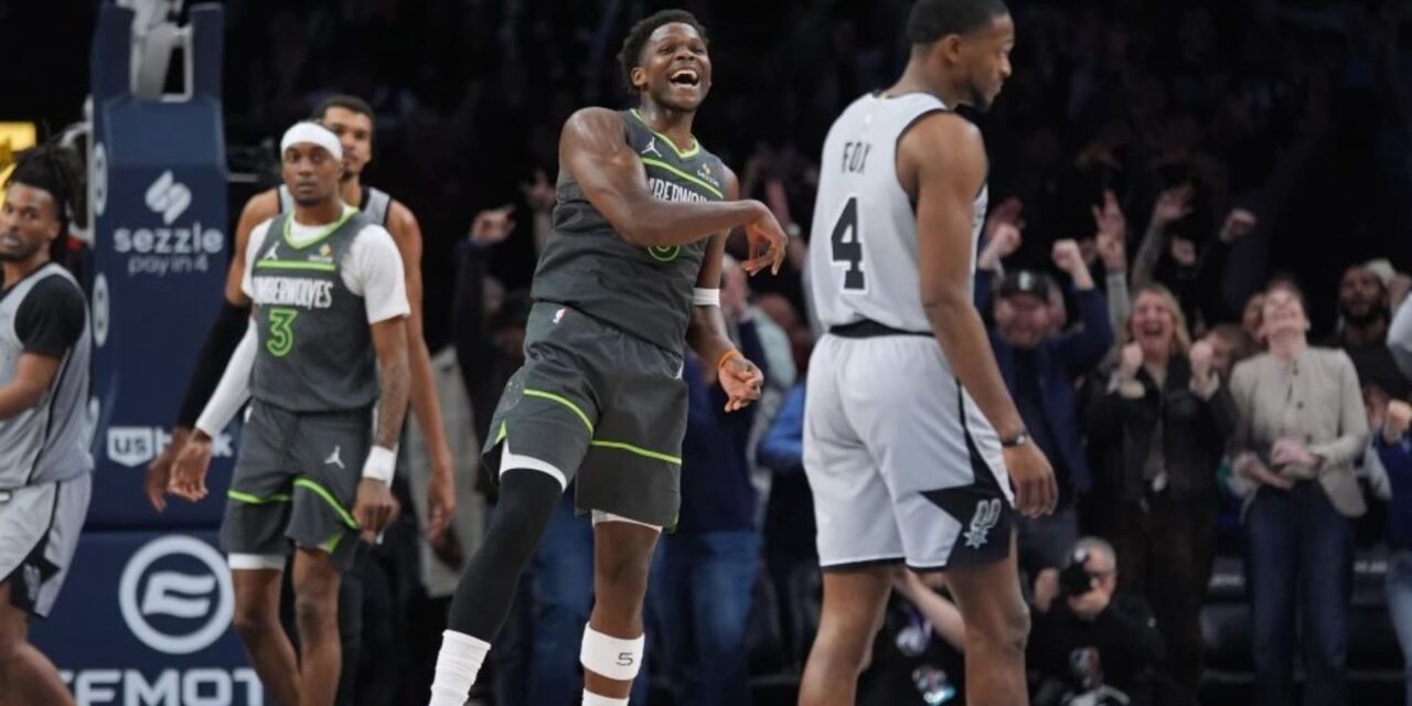 Edwards anota canasta decisiva en victoria de Timberwolves 104-103 sobre Spurs
