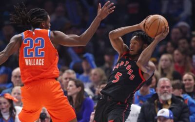 Quickley anota 23 puntos y 11 rebotes para liderar a Raptors en victoria 103-101 sobre Thunder