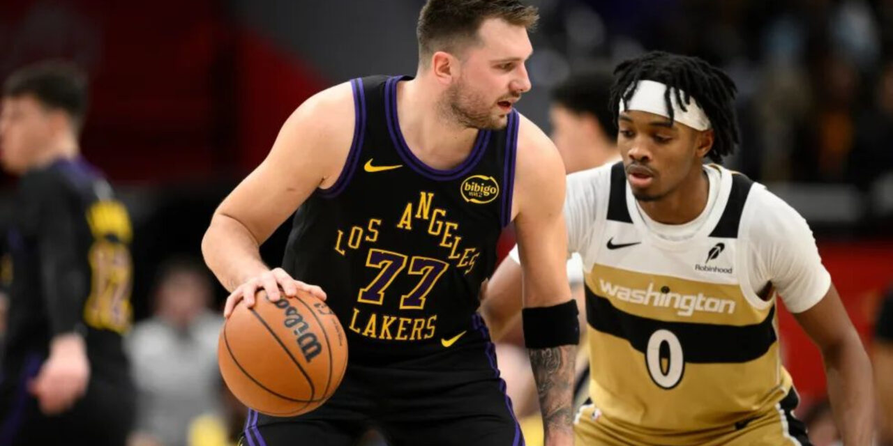 Con un triple doble en la primera mitad Doncic lidera la victoria 142-111 de los Lakers ante Wizards