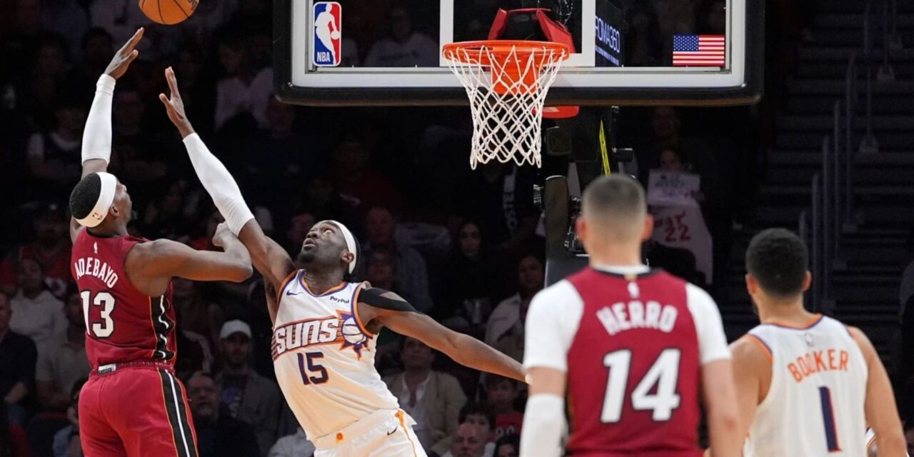 Adebayo anota 29 puntos y el Heat desperdicia una ventaja de 20 puntos antes de remontar y vencer a los Suns