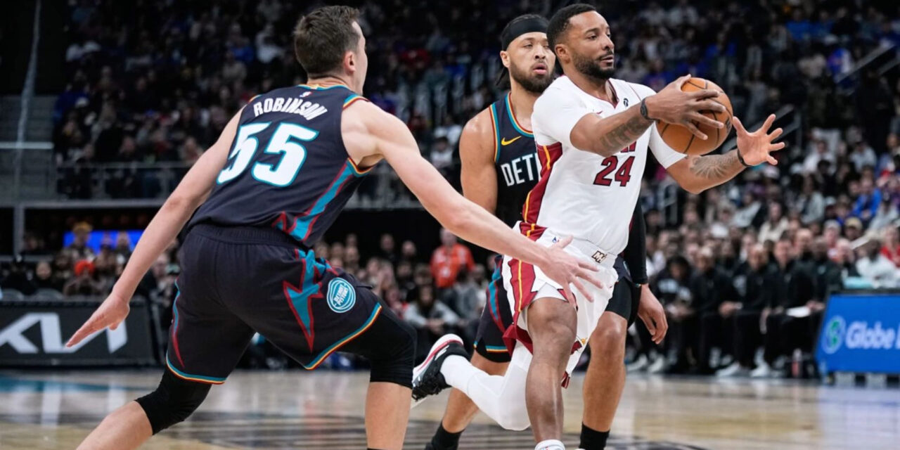 Norman Powell anota 36 y lidera victoria del Heat 118-112 sobre los Pistons