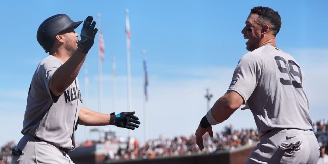 Aaron Judge, conecta un jonrón de dos carreras para terminar con un inicio de temporada de 0 de 7, mientras Nueva York vence a los Giants 3-0