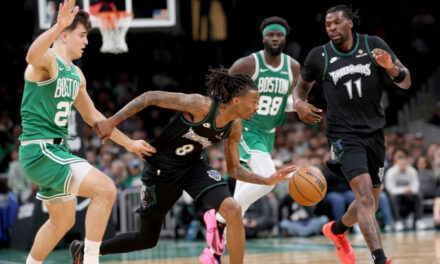 Timberwolves cortan racha de 18 derrotas en Boston al vencer 102-92 a Celtics