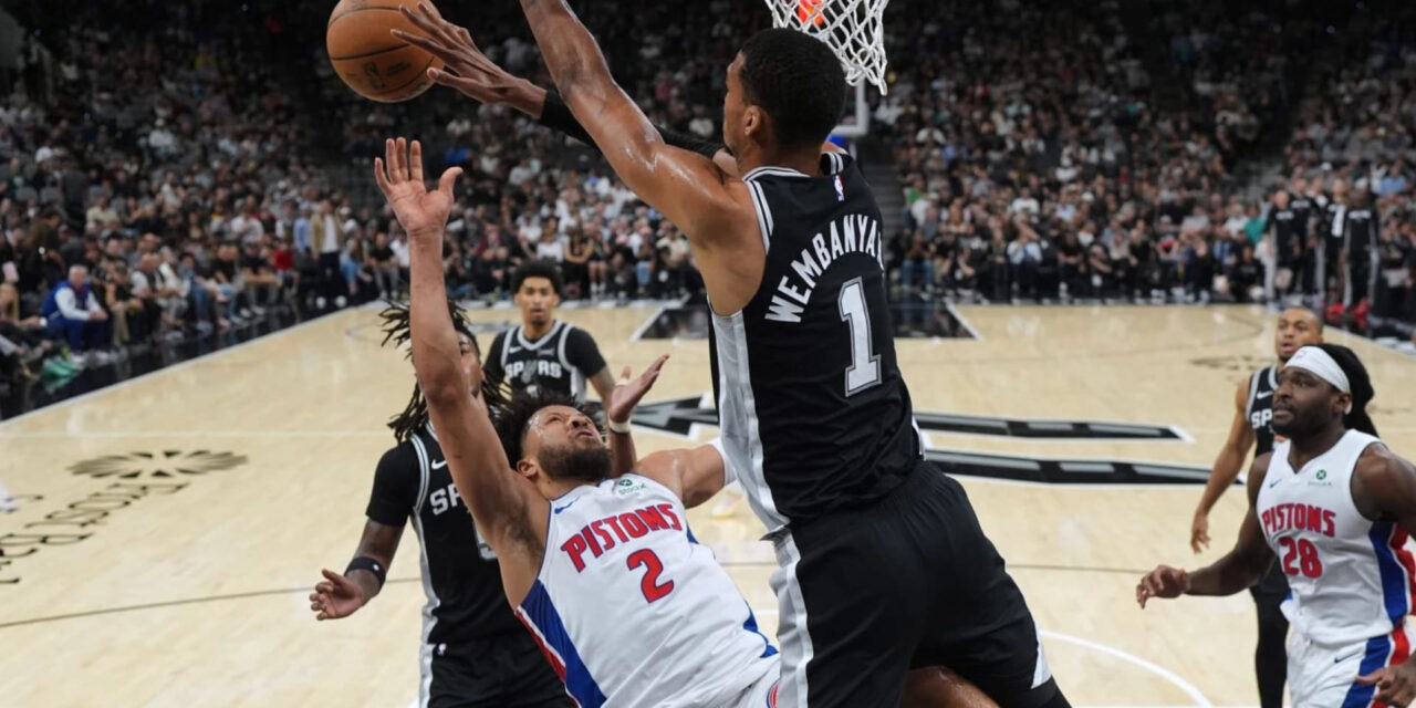 Wembanyama suma 38 puntos y 16 rebotes en la victoria de los Spurs por 121-106 sobre los Pistons