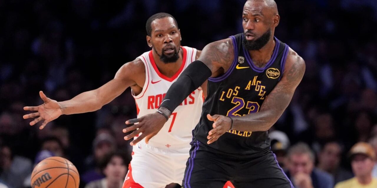 LeBron anota 28 y guía al triunfo unos mermados Lakers por 101-94 ante los Rockets de Durant