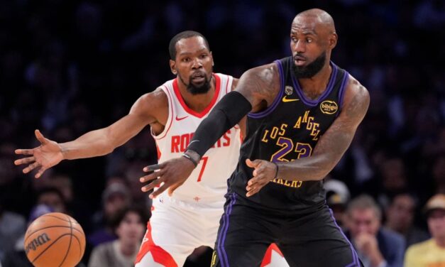 LeBron anota 28 y guía al triunfo unos mermados Lakers por 101-94 ante los Rockets de Durant