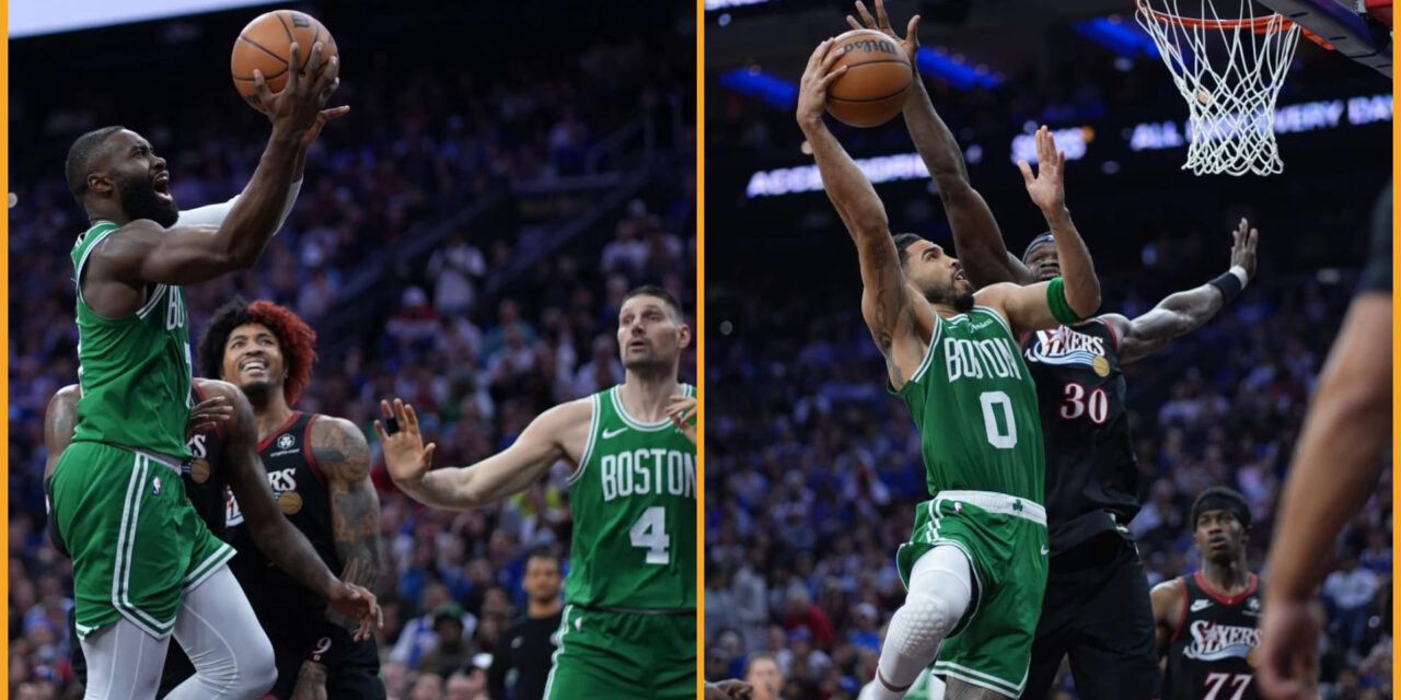 Los Celtics vencieron a los 76ers 108-100 en el tercer partido, impulsados ​​por los 25 puntos de Tatum y Brown.