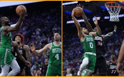 Los Celtics vencieron a los 76ers 108-100 en el tercer partido, impulsados ​​por los 25 puntos de Tatum y Brown.