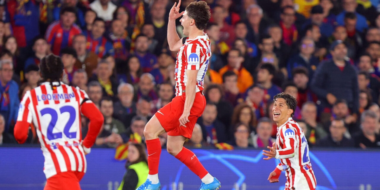 Con golazo de Álvarez, el Atlético golpea 2-0 al Barcelona en ida de cuartos de la Champions