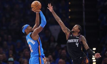 Gilgeous-Alexander anotó 25 puntos y el Thunder, campeones defensores, abrieron los playoffs con una victoria de 119-84 sobre los Suns
