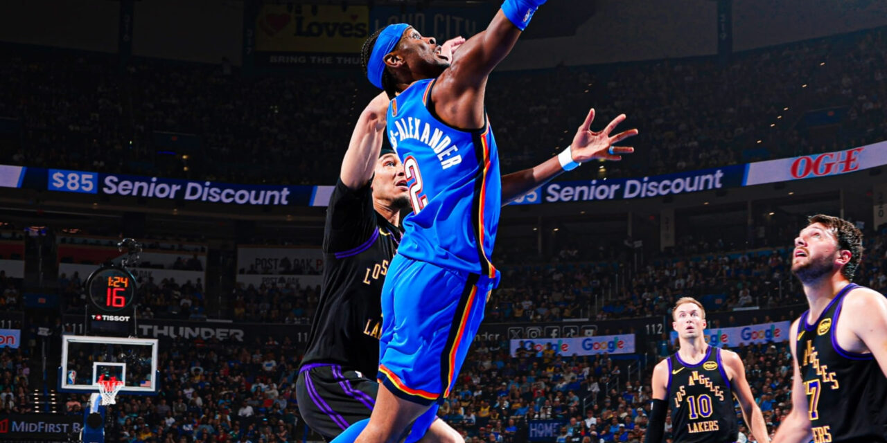 Con 28 puntos de Gilgeous-Alexander, Thunder apabulla 139-96 a Lakers