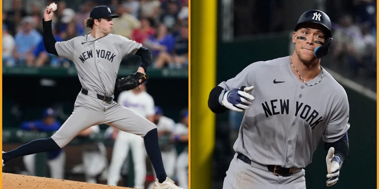 Cam Schlittler vuelve a brillar y Aaron Judge conecta su duodécimo jonrón mientras los Yankees vencen a los Rangers 3-2.
