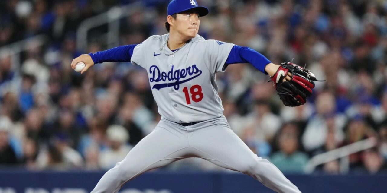 Yamamoto lanzó 6 entradas, Ohtani extendió su racha de juegos embasándose a 42 y los Dodgers vencieron a los Blue Jays 4-1