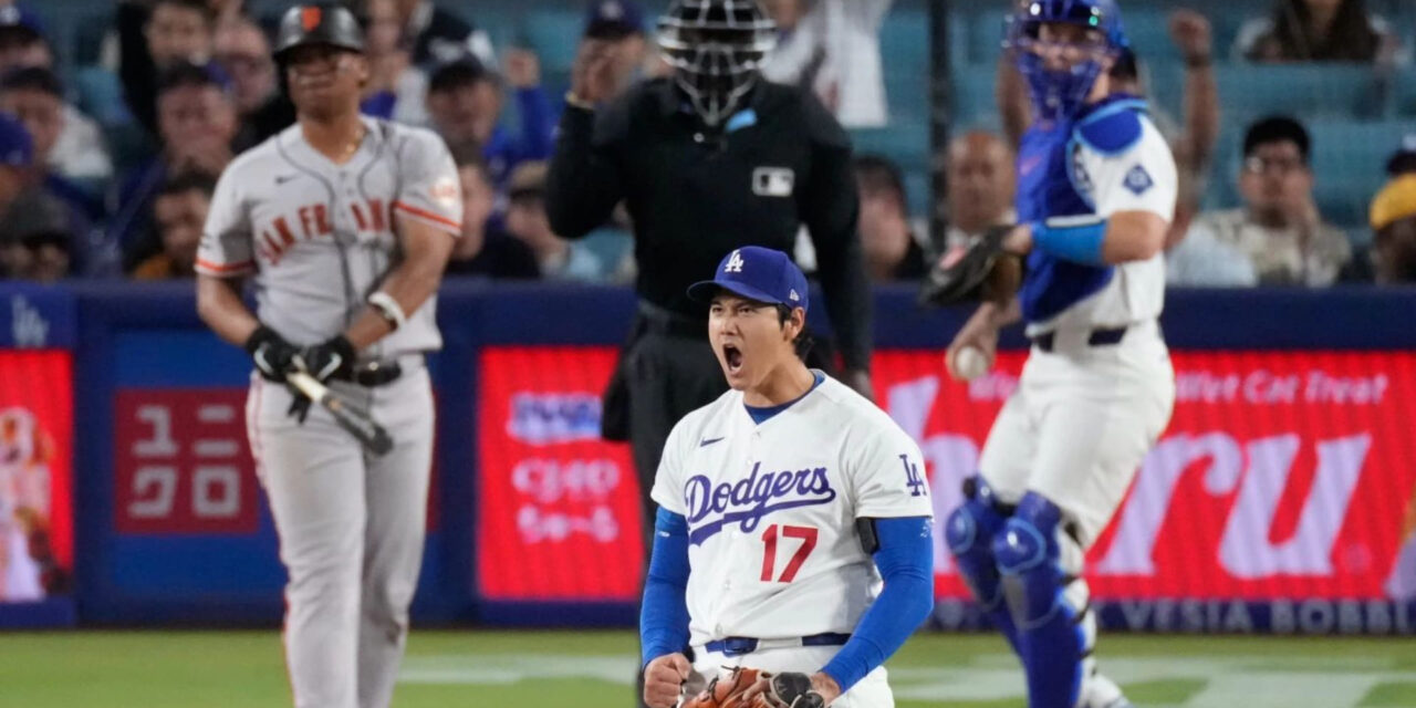 Ohtani lanza 7 entradas en blanco y Dodgers vencen 4-0 a Gigantes para cortar racha de 4 derrotas