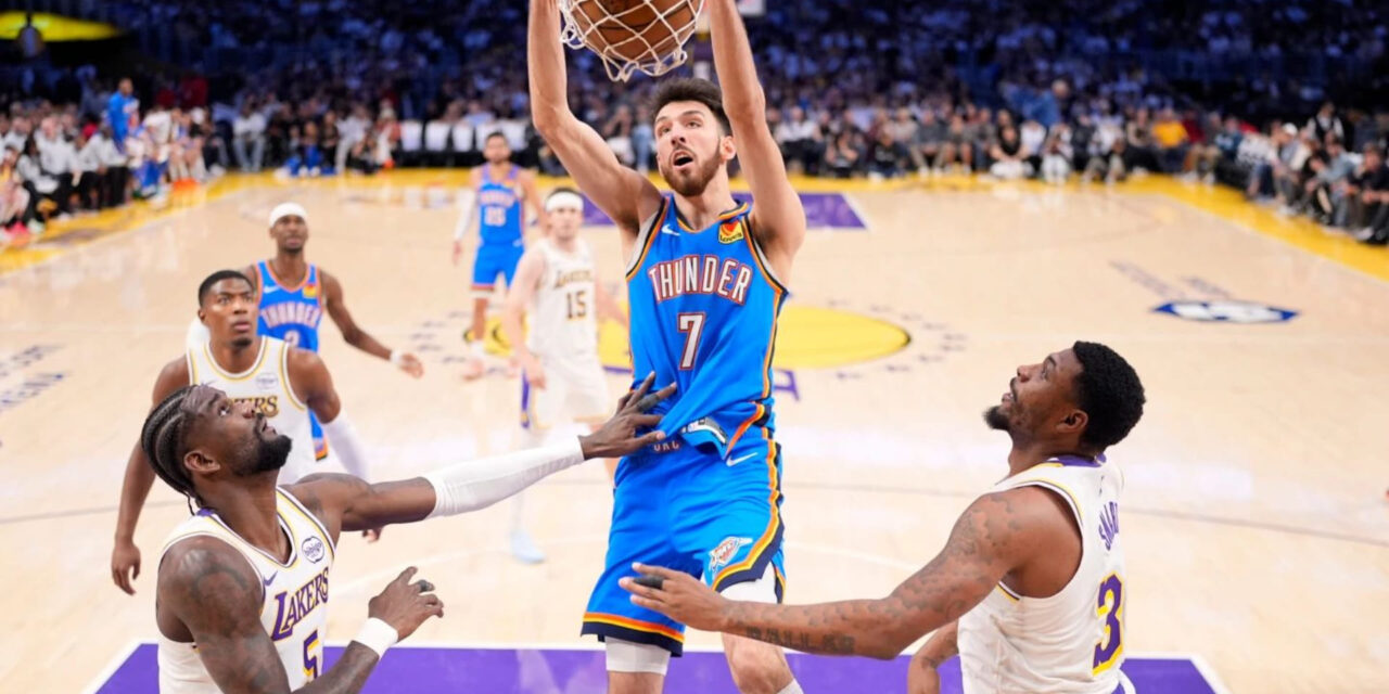 Los Thunder arrollan a los Lakers por 131-108 en el tercer partido, sumando otra paliza
