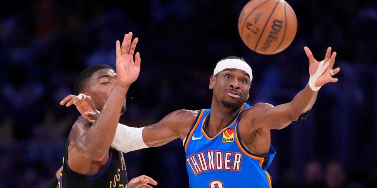 Los campeones Thunder contienen a Lakers y ganan 115-110 en el cuarto partido, logrando otra barrida en serie de playoffs.