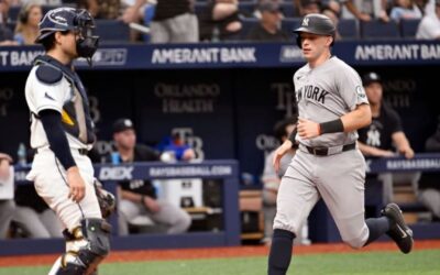 Ben Rice pega 2 jonrones y Yankees vencen 12-4 a los Rays para dividirse la serie