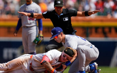 Báez se luce con el guante y el bate en la novena entrada para guiar a los Tigers a una victoria de 2-1 sobre los Dodgers.