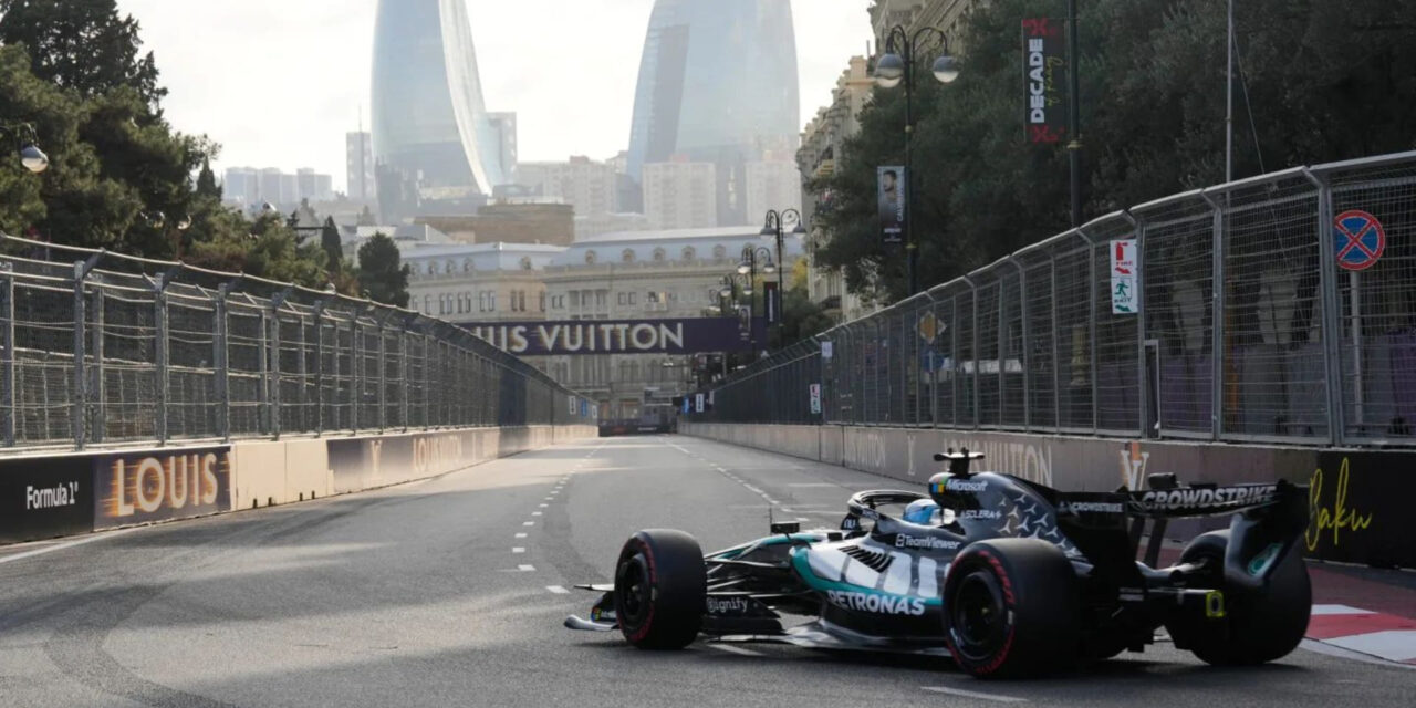 Russell logra la pole del GP de Azerbaiyán. El líder Antonelli se estrella contra el muro