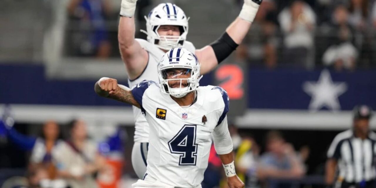 Dak Prescott lanza 4 pases de TD y Cowboys vencen a Commanders; Daniels se lesiona el codo
