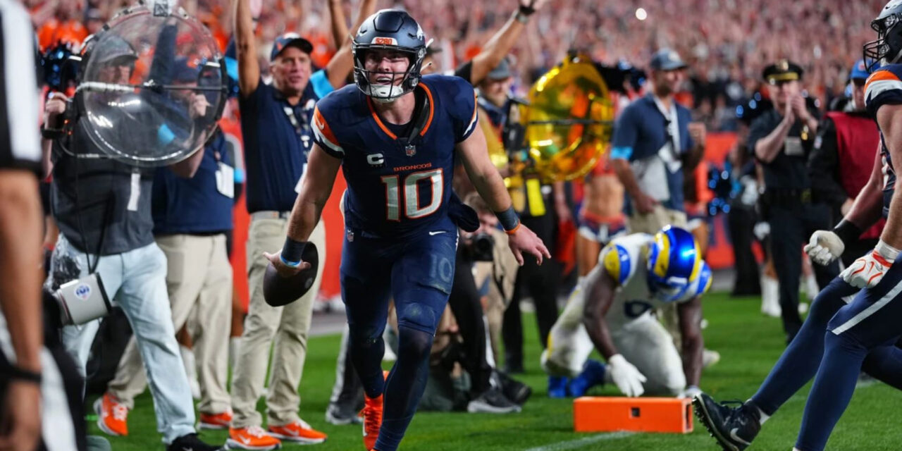 Bo Nix anota con 47 segundos y los Broncos vencen a los Rams 30-26