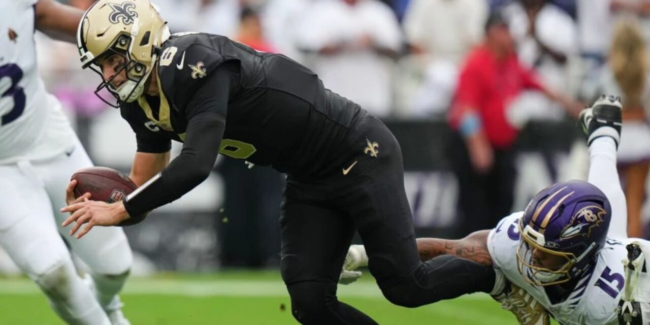 Tyler Shough y los Saints logran 2 grandes series al final y vencen por 24-17 a los Ravens