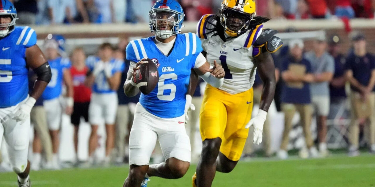 Trinidad Chambliss guía a Mississippi (n.º 8) a la victoria sobre LSU (n.º 7) por 32-24 en el regreso de Lane Kiffin a Ole Miss.