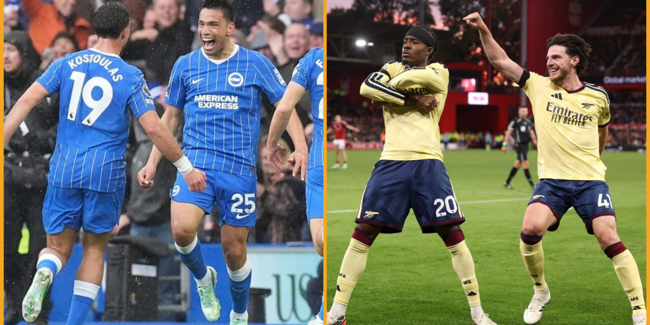 Brighton sorprende con gol de 50 metros en goleada 5-0 y Arsenal saca una victoria por la mínima