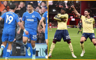 Brighton sorprende con gol de 50 metros en goleada 5-0 y Arsenal saca una victoria por la mínima