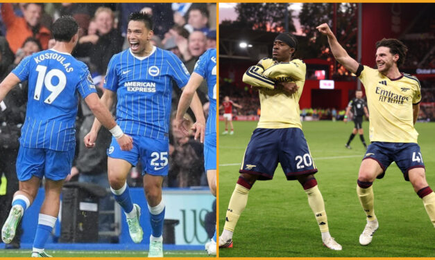 Brighton sorprende con gol de 50 metros en goleada 5-0 y Arsenal saca una victoria por la mínima