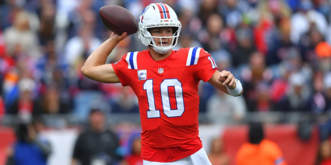 Drake Maye participa en 5 touchdowns y los Patriots aplastan a los Raiders 45-17.