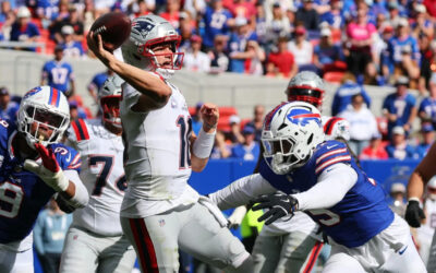 Maye supera sus dos pérdidas de balón con 3 pases de touchdown en victoria de Patriots por 29-26 sobre los Bills.
