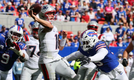 Maye supera sus dos pérdidas de balón con 3 pases de touchdown en victoria de Patriots por 29-26 sobre los Bills.